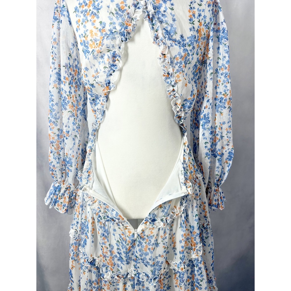 Selfie Leslie Laney Cut-Out Back Floral Blue White Mini Dress Women's Size XL - Picture 8 of 13
